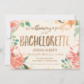 Gold Shimmer Floral Waterverf Bachelorette Party Kaart (Voorkant)