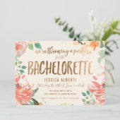 Gold Shimmer Floral Waterverf Bachelorette Party Kaart (Staand voorkant)
