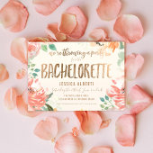 Gold Shimmer Floral Waterverf Bachelorette Party Kaart