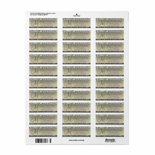 Gold Shimmer Glitter Address Label (Full Sheet)