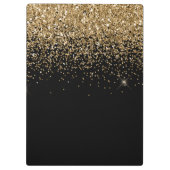 Gold Shimmer Glitter & Diamonds Monogram Klembord (Achterkant)