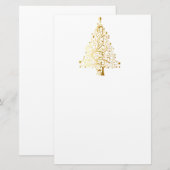 Gold Shimmer kerstboom Briefpapier (Voorkant / Achterkant)
