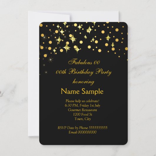 Gold Shimmer Lights Birthday Party Kaart (Achterkant)