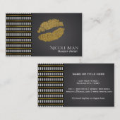 Gold Shimmer Lips Modern Glam Beauty Salon Visitekaartje (Voorkant / Achterkant)