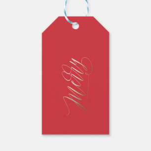 Gold Shimmer Merry-Label met kerstcadeaus Cadeaulabel