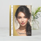 Gold Shimmer Pageant Sash Autograph Kaart (Staand voorkant)