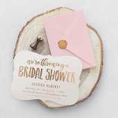 Gold Shimmer Paper Modern Bridal Shower-uitnodigin Kaart