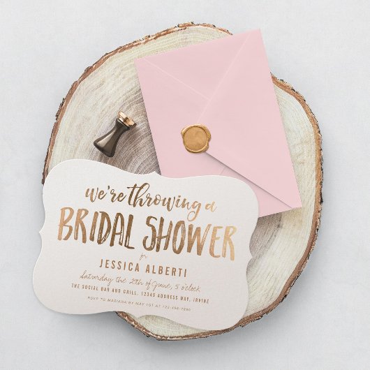 Gold Shimmer Paper Modern Bridal Shower-uitnodigin Kaart