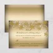 Gold Shimmer Snowflake kerstfeestdag RSVP Kaart (Voorkant / Achterkant)