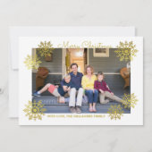 Gold Shimmering Chic Snowflake Holiday Foto Feestdagenkaart (Voorkant)