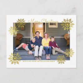 Gold Shimmering Chic Snowflake Holiday Foto Feestdagenkaart