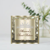 Gold Shimmering Lights Bokeh Sweet Sixteen Invite Kaart (Staand voorkant)