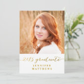 Gold Shine 2015 Uitnodiging voor fotoafstudeerfees (Staand voorkant)