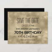 Gold Shine 70th Birthday Save the Date Budget (Voorkant / Achterkant)
