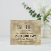 Gold Shine 70th Birthday Save the Date Budget (Staand voorkant)