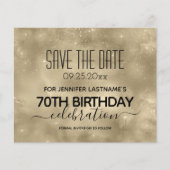 Gold Shine 70th Birthday Save the Date Budget (Voorkant)