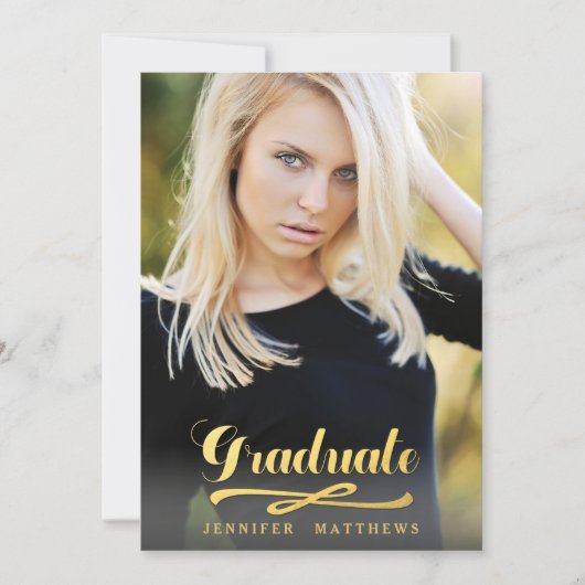 Gold Shine Chalkboard Graduation Party Invitation Kaart (Voorkant)