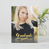 Gold Shine Chalkboard Graduation Party Invitation Kaart (Staand voorkant)
