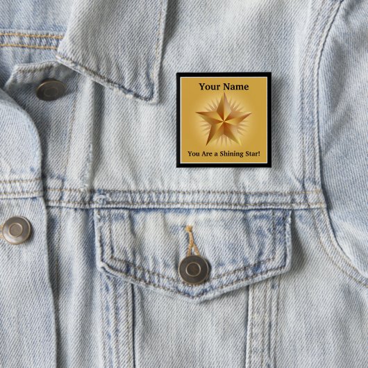 Gold Shining Star Custom Button (In situ)