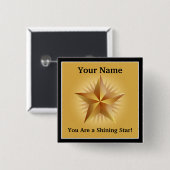 Gold Shining Star Custom Button (Voorkant /achterkant)