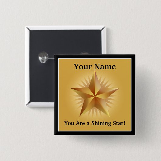 Gold Shining Star Custom Button (Voorkant /achterkant)