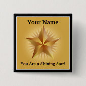 Gold Shining Star Custom Button (Voorkant)