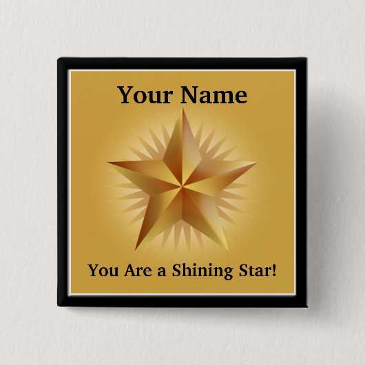 Gold Shining Star Custom Button (Voorkant)