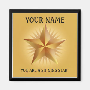 Gold Shining Star Custom Magnet