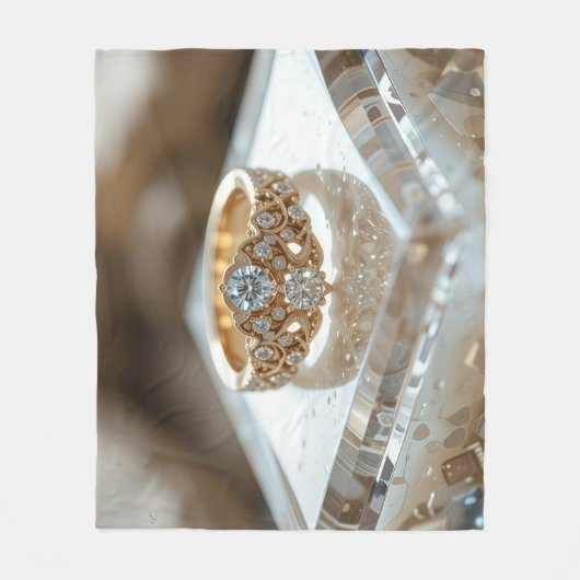 gold shinning diamond ring fleece deken (Voorkant)