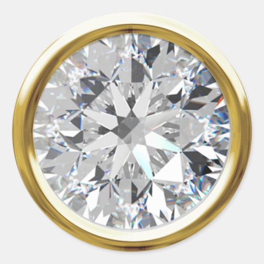 Gold Shiny Diamond Envelope Seal Ronde Sticker (Voorkant)