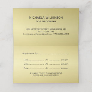 Gold Shiny Dog Paw op Black Pet Grooming Service Afsprakenkaart