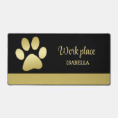 Gold Shiny Dog Paw op Black Pet Grooming Service Bureaumat (Voorkant)