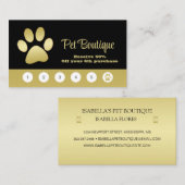 Gold Shiny Dog Paw op Black Pet Grooming Service Klantenkaartje (Voorkant / Achterkant)