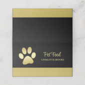 Gold Shiny Dog Paw op Black Pet Grooming Service Klantenkaartje (Buitenkant ongevouwen)