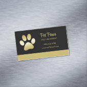 Gold Shiny Dog Paw op Black Pet Grooming Service Magnetisch Visitekaartje (Voorbeeld)