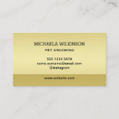 Gold Shiny Dog Paw op Black Pet Grooming Service Visitekaartje (Achterkant)