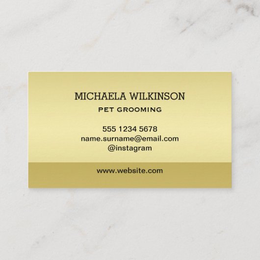 Gold Shiny Dog Paw op Black Pet Grooming Service Visitekaartje (Achterkant)