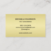 Gold Shiny Dog Paw op Black Pet Grooming Service Visitekaartje (Achterkant)