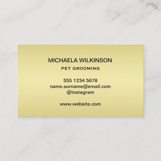 Gold Shiny Dog Paw op Black Pet Grooming Service Visitekaartje (Achterkant)