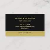 Gold Shiny Dog Paw op Black Pet Grooming Service Visitekaartje (Achterkant)