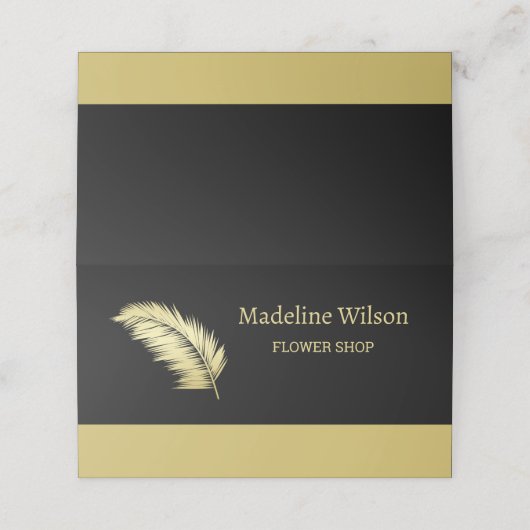 Gold Shiny Flower Palm Leaves op zwart Afsprakenkaart (Buitenkant ongevouwen)