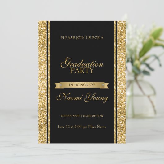 Gold Shiny Glitter Kaart (Staand voorkant)