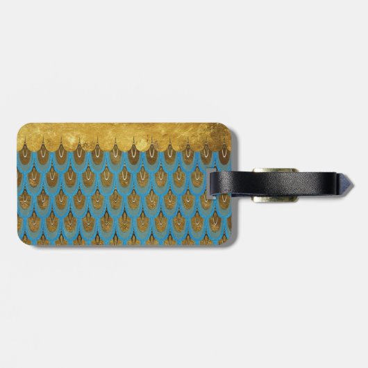 Gold Shiny Princess Mermaid Glitter Scales Bagagelabel (Achterkant horizontaal)