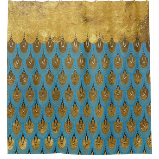 Gold Shiny Princess Mermaid Glitter Scales Douchegordijn (Voorkant)