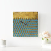 Gold Shiny Princess Mermaid Glitter Scales Vierkante Klok (Huis)