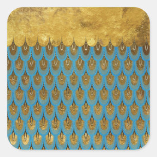 Gold Shiny Princess Mermaid Glitter Scales Vierkante Sticker