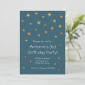 Gold Shiny Stars Dark Blue Baby Birthday Kaart (Staand voorkant)