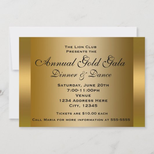 Gold Shiny Ticket Evenement Elegante Uitnodiging (Voorkant)