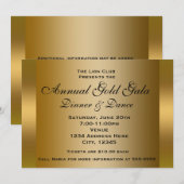 Gold Shiny Ticket Evenement Elegante Uitnodiging (Voorkant / Achterkant)