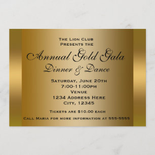 Gold Shiny Ticket Event Dinner Elegant Uitnodiging